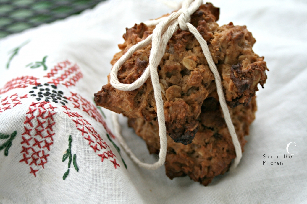 Brown Butter Fig Oatmeal Cookies with Fireball Skirt in the Kitchen
